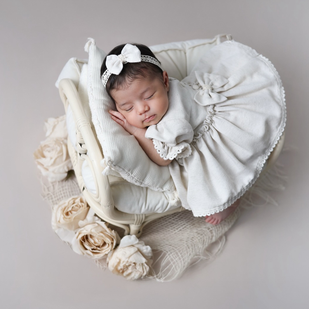 Baby Clothing On Sale - อุปกรณ์ประกอบฉากถ่ายภาพทารกแรกเกิด เสื้อผ้าเด็กผู้หญิง ชุดรอมเปอร์ผูกโบว์ด้านหลัง ชุดแฟนซีเด็กทารก ชุดถ่ายภาพเด็กแรกเกิด