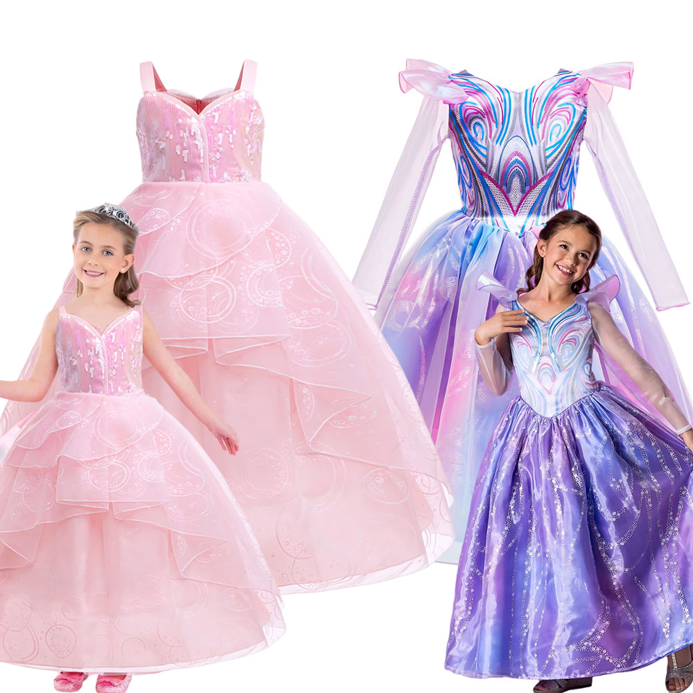 Baby Clothing Europe - ชุดเดรสสีชมพูสุดน่ารักสำหรับเด็กผู้หญิงอายุ 2-12 ปี ชุดคอสตูมแม่มดกลินดาสำหรับฮาโลวีน ชุดเล่นบทบาทสมมติจากภาพยนตร์ดี ชุดสำหรับงานคาร์นิวัล