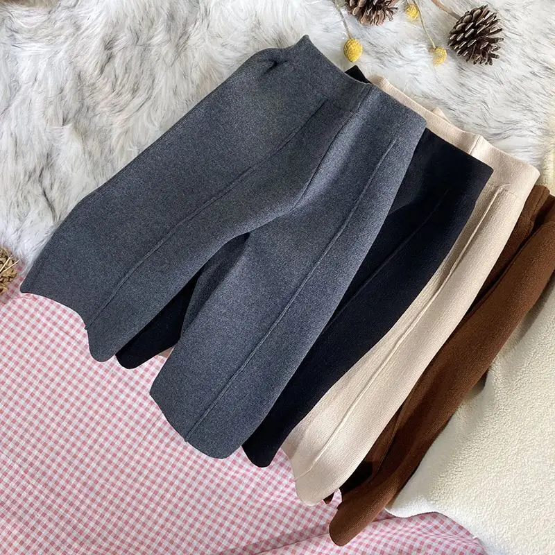 Baby Girl Clothing Zara - ฤดูใบไม้ร่วงฤดูหนาวเด็กหนาถักตรงกางเกงสบายๆกางเกงขากว้างเด็กผู้หญิงสวมใส่ด้านนอก
