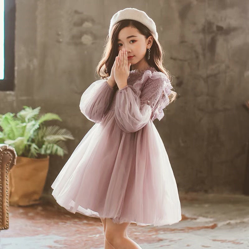 Baby Girl Clothing Zara - ฤดูใบไม้ผลิฤดูใบไม้ร่วงเด็กผู้หญิงชุดโคมไฟลูกไม้ชุดเจ้าหญิงเพิร์ลหวาน O-คอตาข่ายปาร์ตี้เสื้อผ้าเด็ก Vestidos