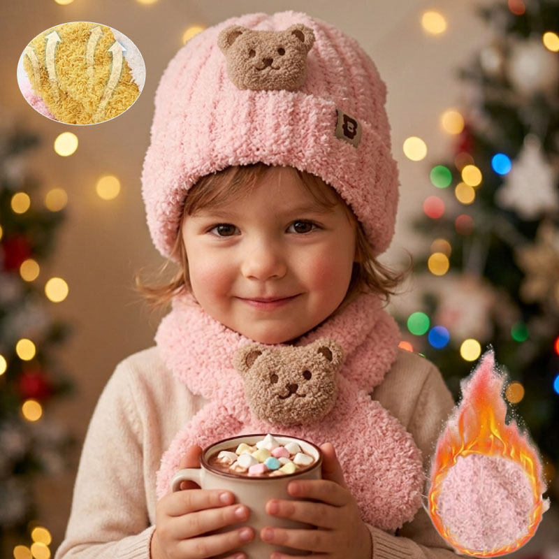 Baby Clothing Girls - 1-10 ชิ้น ชุดหมวกและผ้าพันคอเด็กสำหรับเด็กหญิงเด็กชาย ชุดกันหนาวฤดูหนาว ลายการ์ตูนหมี เสื้อผ้ากันหนาวสำหรับเด็ก