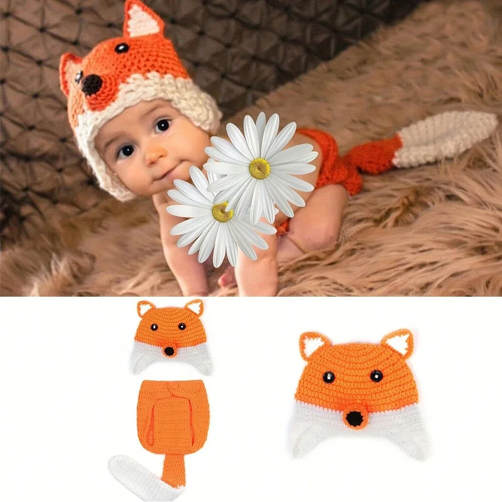 Baby Clothing On Sale - ชุดเด็กทารกอุปกรณ์ประกอบฉากการถ่ายภาพสุนัขจิ้งจอกถักโครเชต์ทารกแรกเกิดสไตล์สัตว์ทำมือ