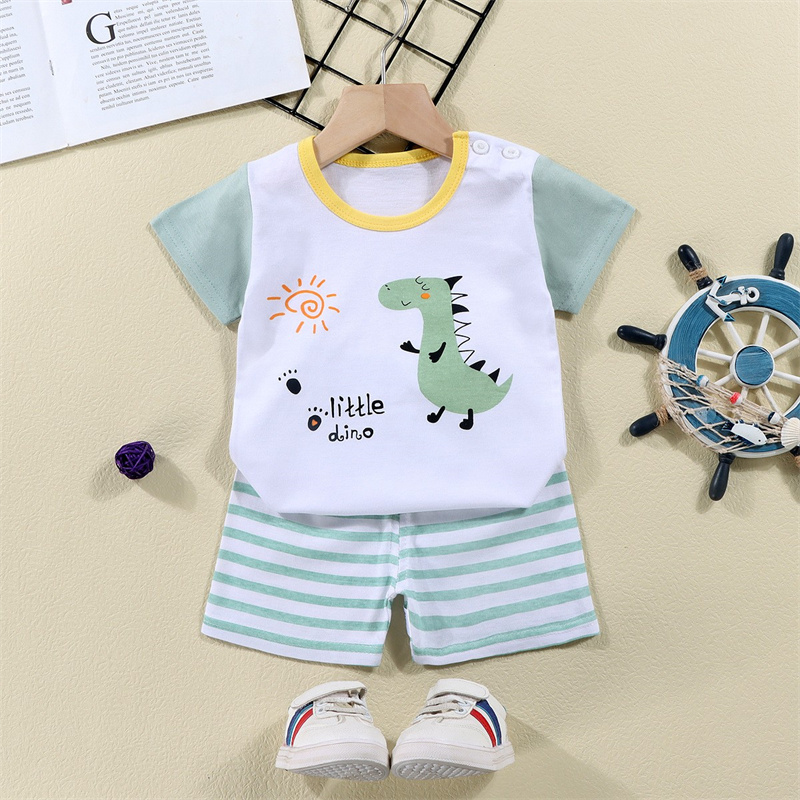 ผ้าฝ้ายTees + กางเกงขาสั้น 2 ช - Baby Clothing On Sale บทวิจารณ์และราคา